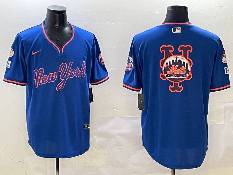 Men New York Mets Blank Blue Throwback Game 2025 Nike MLB Jersey style 5
